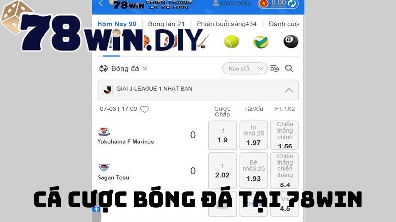 Cá độ hấp dẫn tại sảnh thể thao của nhà cái 78win