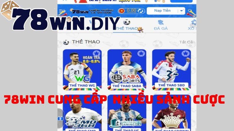 Thể thao tại 78win cung cấp nhiều sảnh cược hấp dẫn